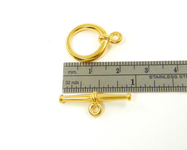 G8-5|4 4 Pcs Gold Tierracast Toggle Clasp Simple Classic Tapered Jewelry Finding Hoop and Bar Toggle Set