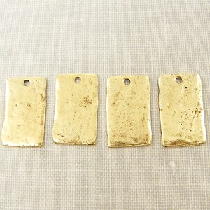 Tribal Charm, Rustic Pendant, Gold Rectangle Pendant Jewelry Supplies Q2-22 image 3