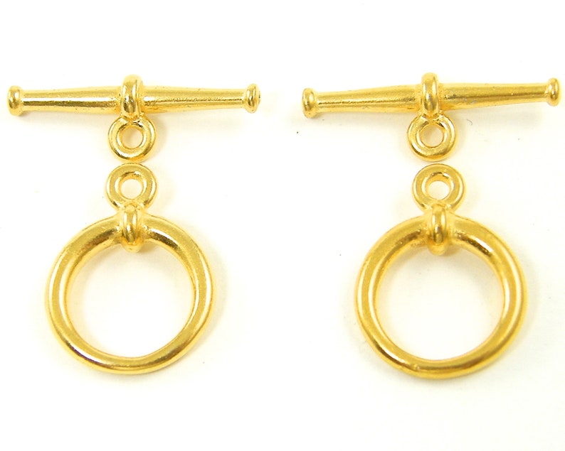 G8-5|4 4 Pcs Gold Tierracast Toggle Clasp Simple Classic Tapered Jewelry Finding Hoop and Bar Toggle Set