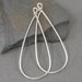 Silver Long Drop Earring Finding Bright Silver Teardrop Hoop Earring Finding Wire Teardrop Pendant Large Silver Hoop 16 Gauge |NU4-13|2 XN
