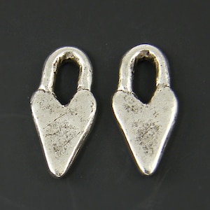 Tiny Heart Charms Mini Primitive Heart Charms Antique Silver Heart