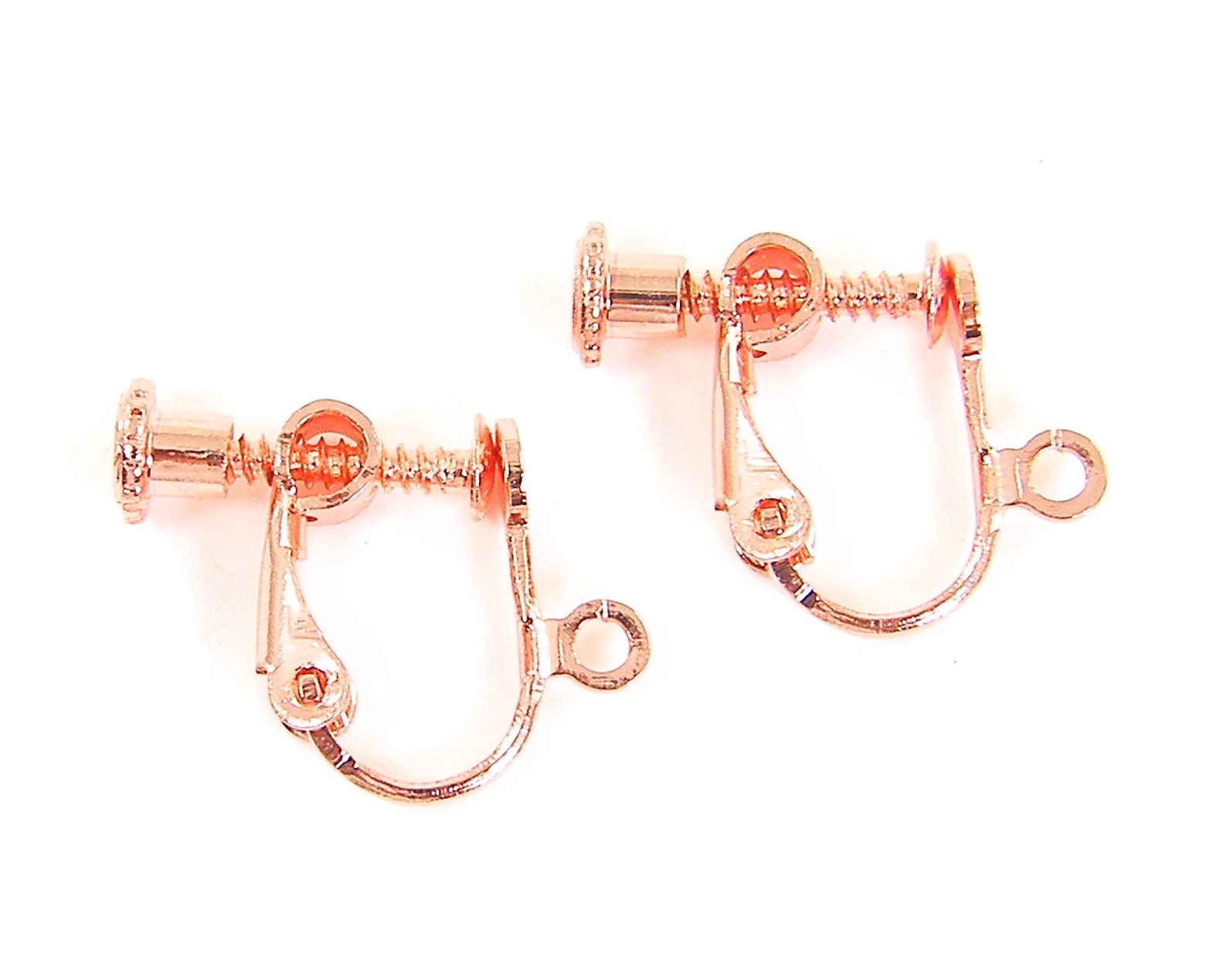4 Pcs Rose Gold Clip on Earring Findings Flat Pad Screw Back Etsy