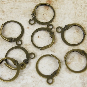 12 Pcs Antique Brass Leverback Earring Findings, Bronze Rounded Circle Lever Back Earring Components |AN6-15|12