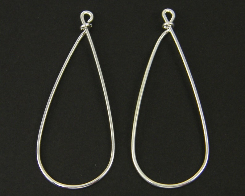Silver Long Drop Earring Finding Bright Silver Teardrop Hoop Etsy