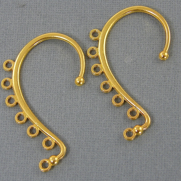 Gold Ear Cuff Earring Finding Non Pierced Brass Wrap Around Ear Wrap Jewelry Component |LG9-2|2