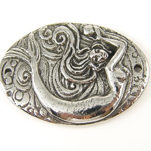 Mermaid Pendant Silver Pewter Pendant Green Girls Studio Jewelry Connector Bracelet Link S26-91 image 2