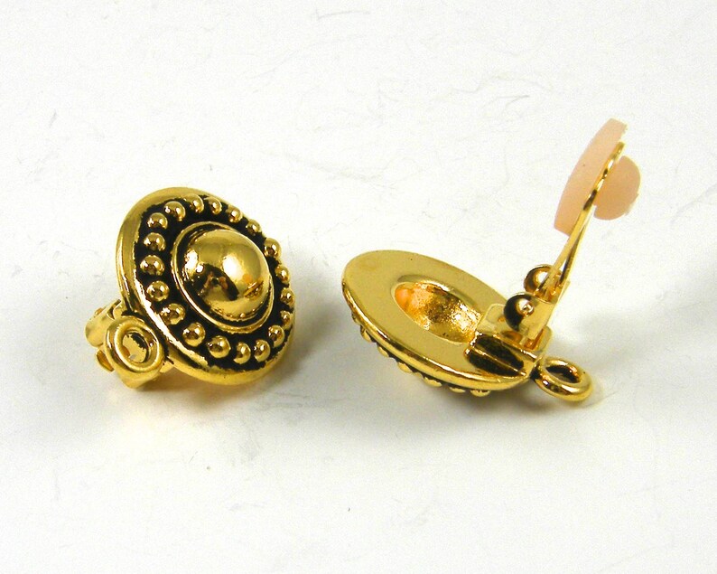Antique Gold Clip on Earring Findings Tierracast Round Circle Etsy