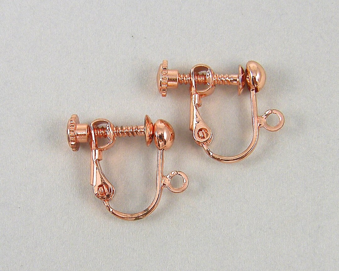4 Pcs Copper Clip on Earring Findings, Copper Plated Screw Back With