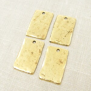 Tribal Charm, Rustic Pendant, Gold Rectangle Pendant Jewelry Supplies Q2-22 image 4