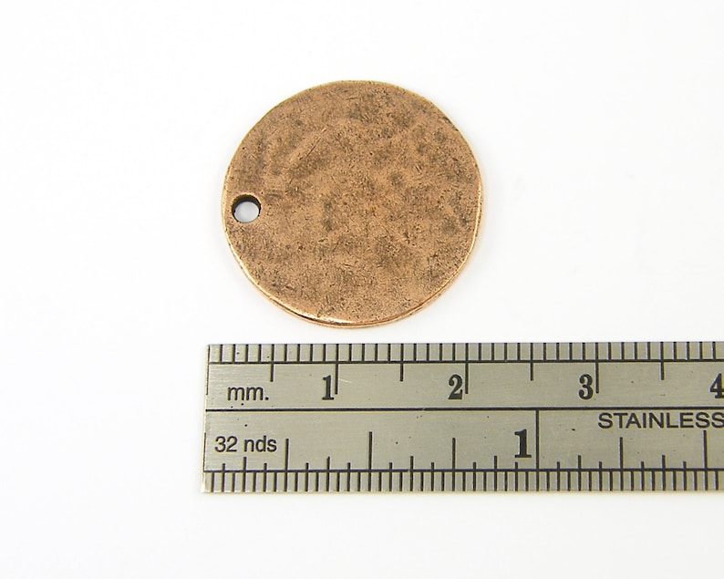 NU3-4 Copper Stamping Blank Antique Copper Round Circle Tag Textured Hammered Disc Pendant Charm XN