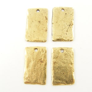 Tribal Charm, Rustic Pendant, Gold Rectangle Pendant Jewelry Supplies Q2-22 image 2