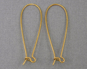 Long Antique Gold Kidney Ear Wires Earring Wires Findings Earwires |NU2-12|4 or 8 Pcs XN