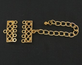 Five Strand Gold Necklace Clasp Lobster Clasp Gold Filigree 5 to 1 Reducer 5 Strand Jewelry Closure Finding for Bracelet Necklace |G17-15|1