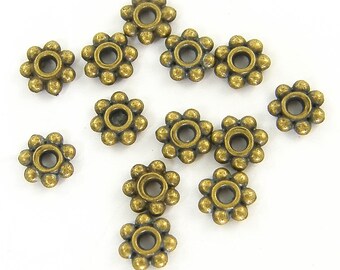 200 Pcs 6mm Antique Brass Heishi Beads, Granulated Brass Ox Bronze Metal Rondelle Spacer Bead 4mm |AN2-3|200