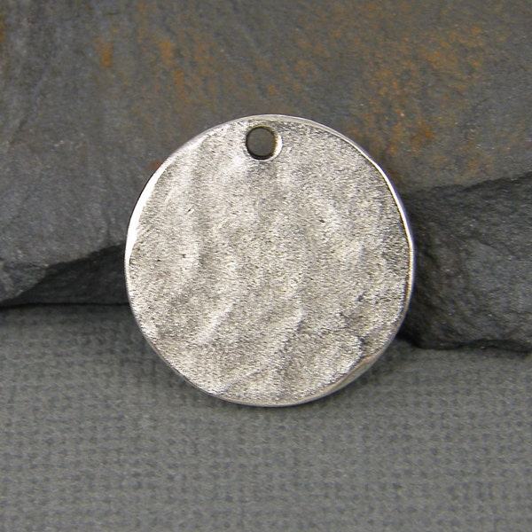 Antique Silver Stamping Blank Round Circle Tag Textured Hammered Disc Pendant Charm Layering Jewelry |NU3-6|1 XN