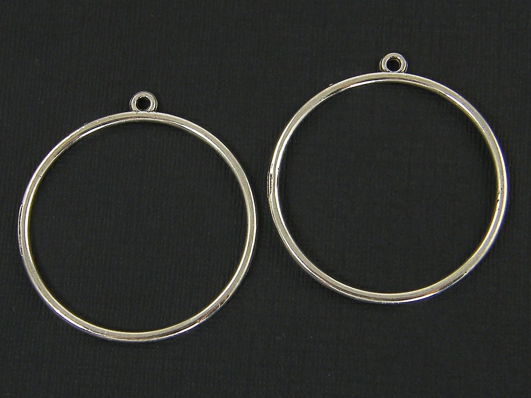 Large Silver Hoop Earring Findings Round Silver Pendant Etsy