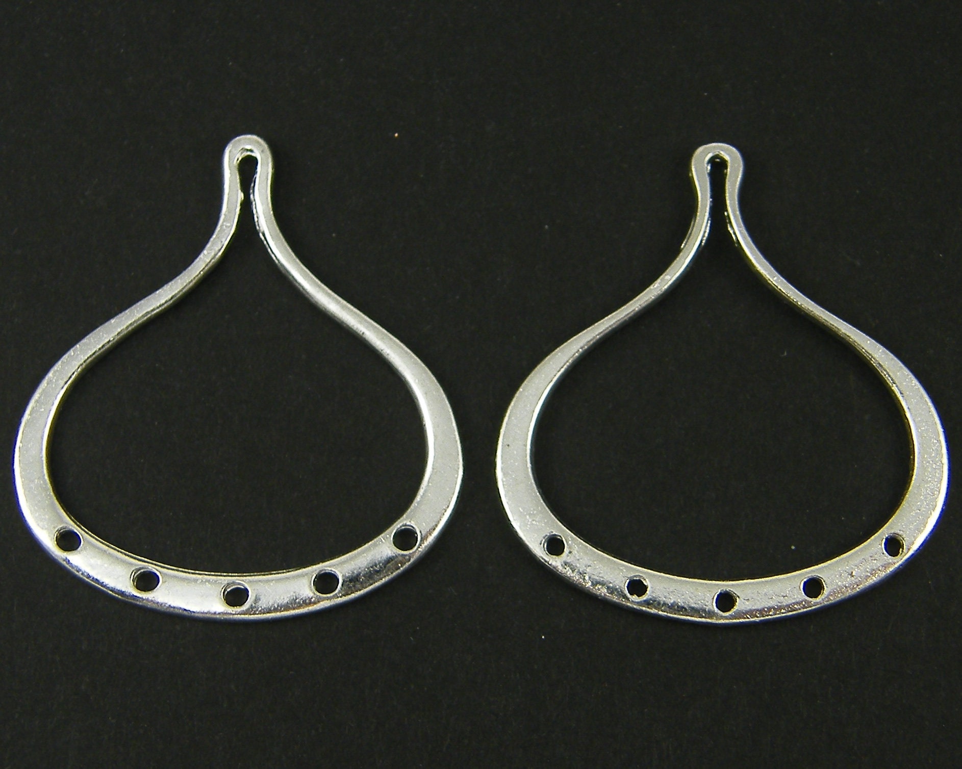 Silver Oval Rounded Teardrop Lotus Chandelier Earring Findings S2 3 2