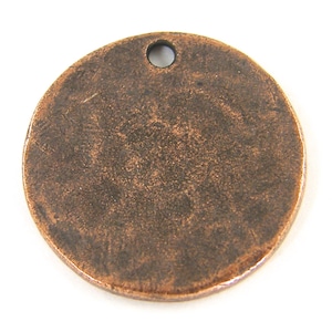Copper Stamping Blank Antique Copper Round Circle Tag Textured Hammered Disc Pendant Charm |NU3-4|1 XN