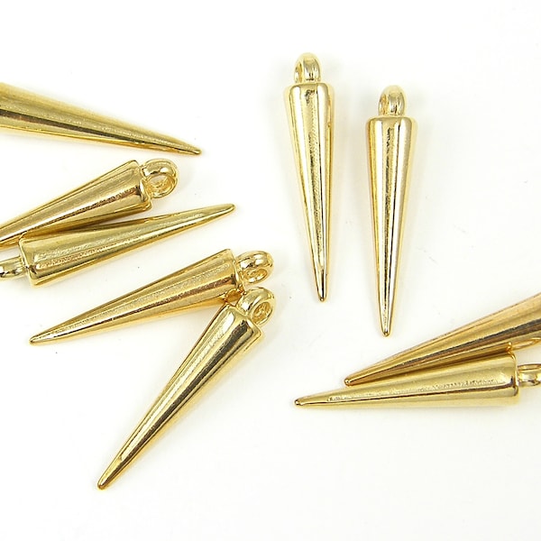 12 Pcs Gold Spike Charm, Gold Point Charm Pendant |G3-7|12