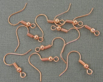 100 Pcs Rose Gold Earring Wires, Rose Gold Earwires, Rose Gold Earring Hook Findings |LG8-7|100