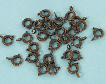 30 Pcs 6mm Antique Copper Plated Spring Ring Clasps |CO1-8|30