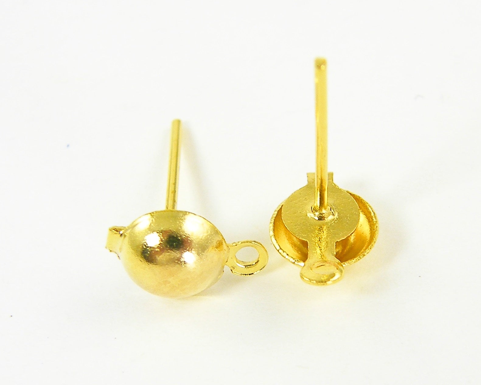 12 Pcs Gold Half Ball Earring Post with Loop 6mm Round Post Etsy