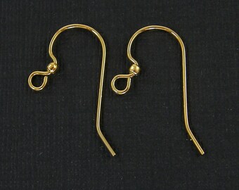 8 Pcs Gold Ear Wires, Gold Plated Earring Wires, French Hook Earwires with Ball and Loop |RG1-1|8