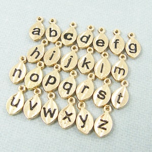 Gold Initial Charms Gold Leaf Initial Charms A-Z Complete Set of Alphabet Charm Pendant for Personalized Jewelry Necklaces Earrings |LL1|26