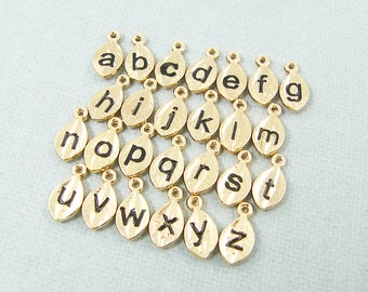 Gold Initial Charms Gold Leaf Initial Charms A-Z Complete Set of Alphabet Charm Pendant for Personalized Jewelry Necklaces Earrings |LL1|26