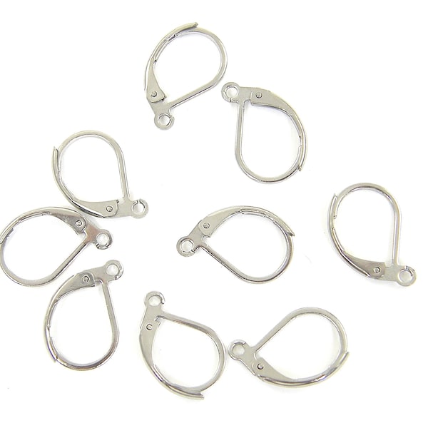 12 Pcs Rhodium Silver Leverback Earring Findings Lever Back Earring Components |S4-9|12