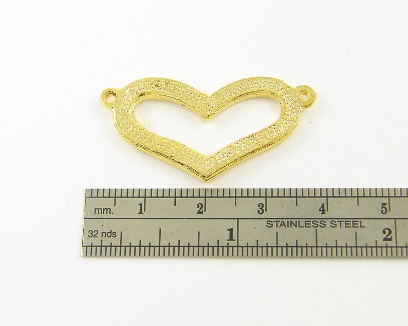 Open Heart Finding Pendant 4 Pcs Heart Bracelet Link Gold Rhinestone Jewelry Connector G2-6|4 XH