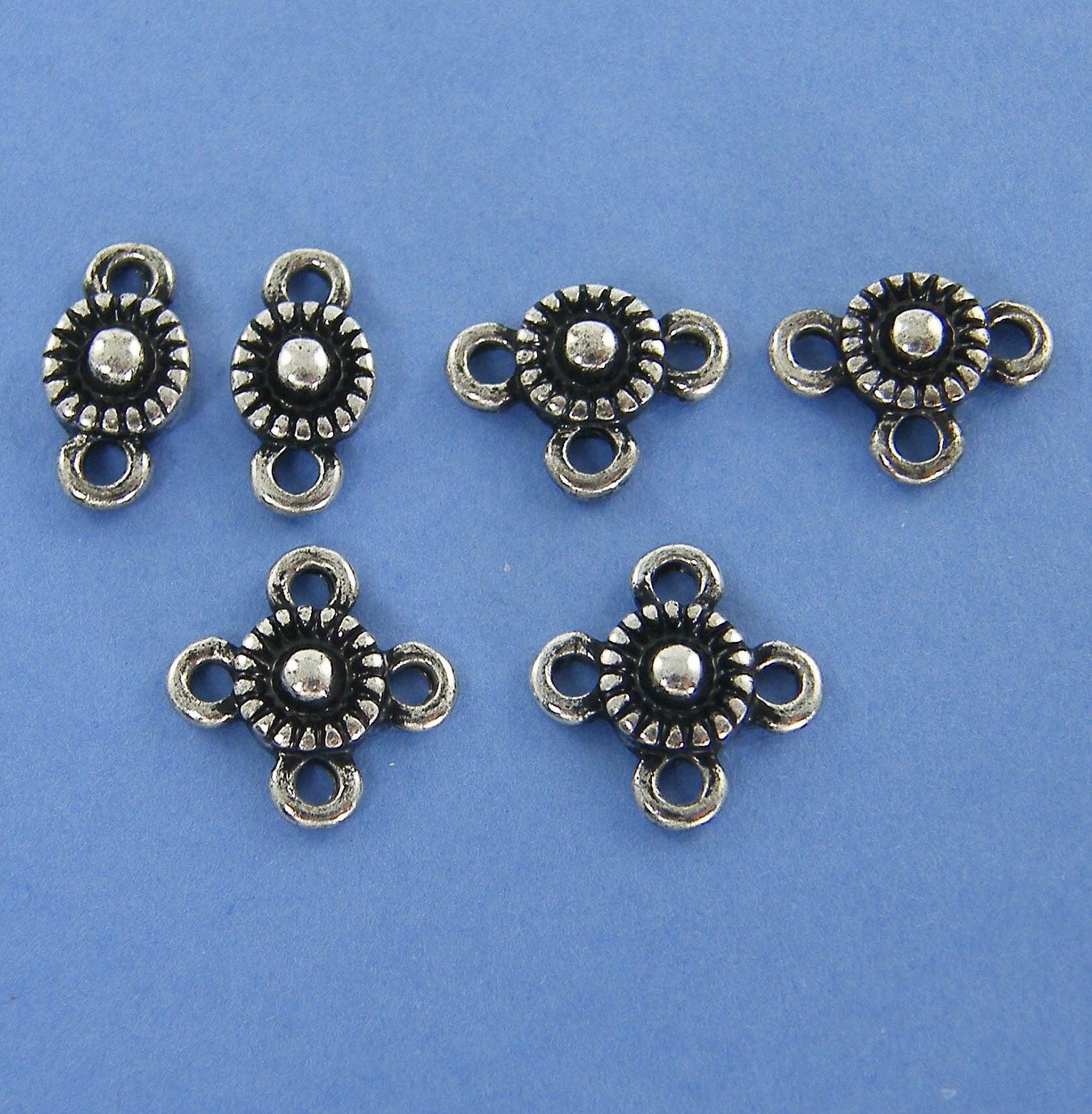 Pair of Antique Silver Boho Tribal Jewelry Connectors, 2 3 4 Four Way Jewelry Necklace Bracelet Link Earring Findings |S7-6|2