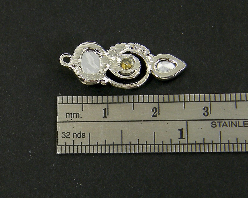 Little Clear Rhinestone Silver Spiral Pendant Charms Small Moonstone Earring Findings S18-10|2