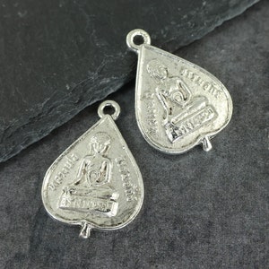 Buddha Earring Findings, Buddha Pendant, Silver Asian Tribal Metal Amulet Pendant Buddha Charm |NU2-6|2 XN
