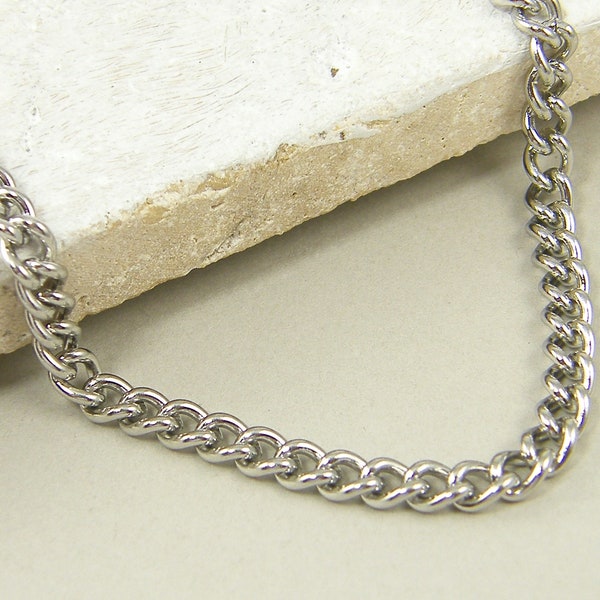 Scratch and Dent Stainless Steel Curb Chain Men's Necklace Chain 18 24 Inch Silver Chain Jewelry for Him Her Unisex Steel Chain |LG4-2|1