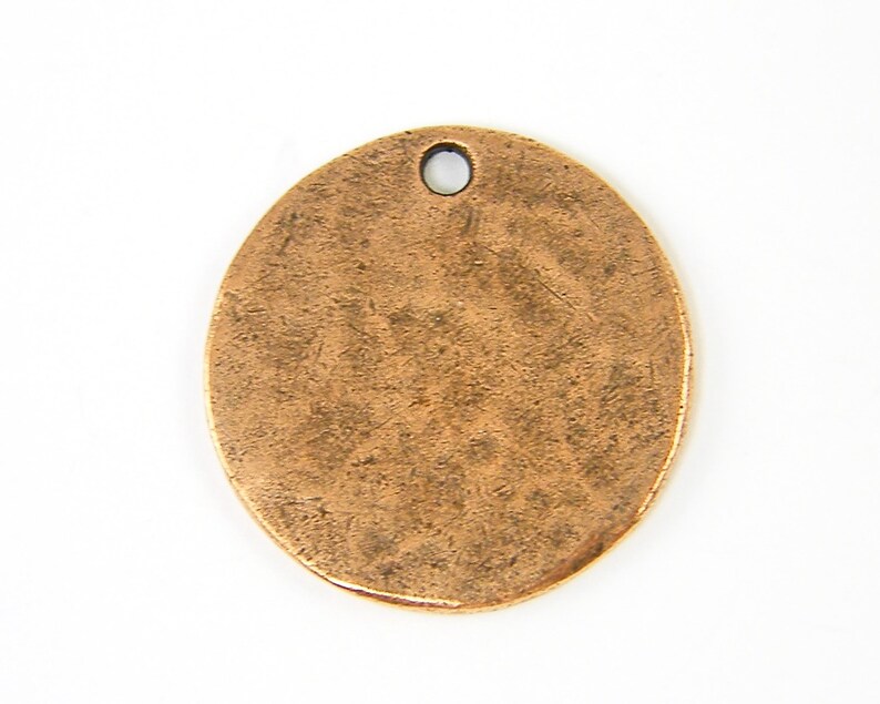 NU3-4 Copper Stamping Blank Antique Copper Round Circle Tag Textured Hammered Disc Pendant Charm XN