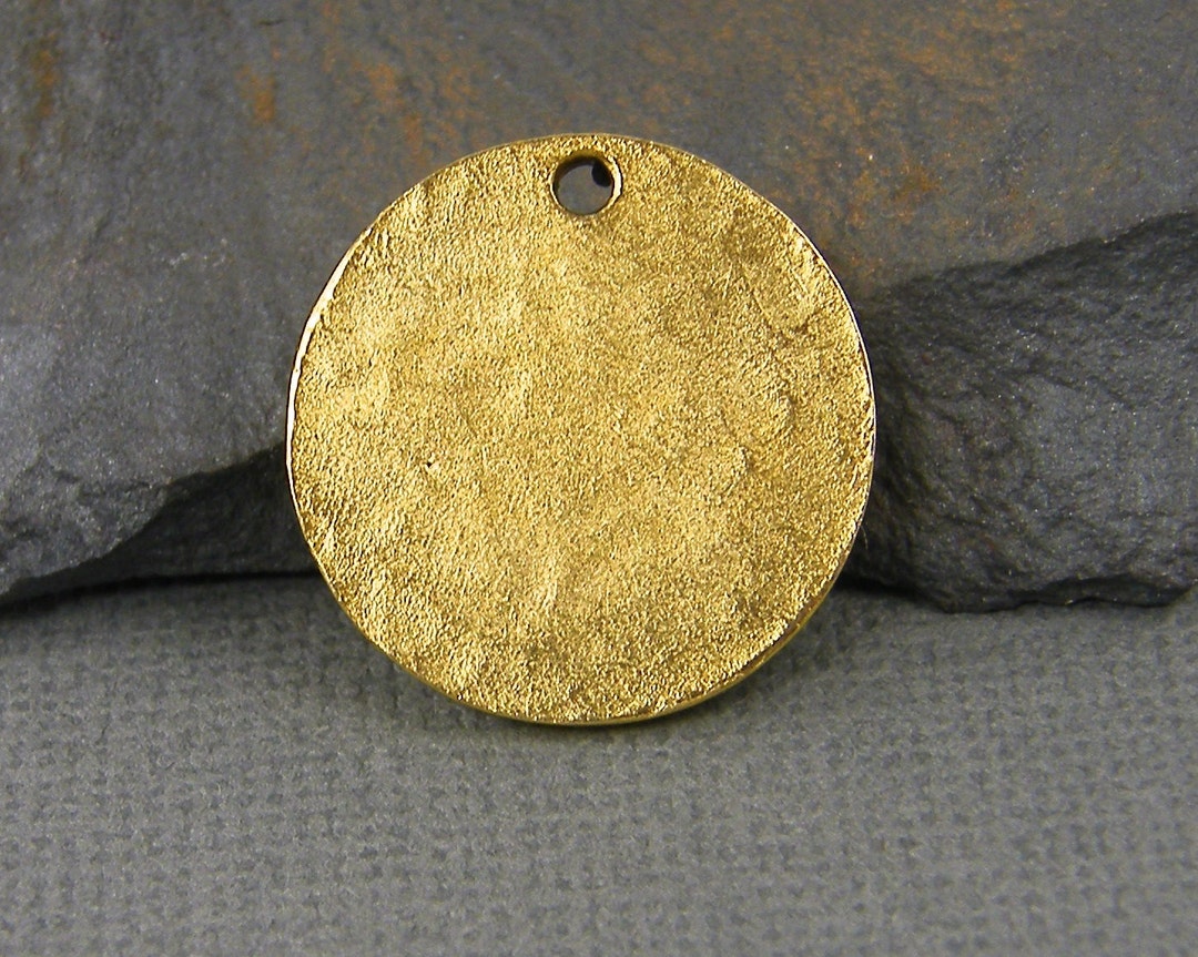 Antique Gold Stamping Blank Round Circle Tag Textured Hammered - Etsy
