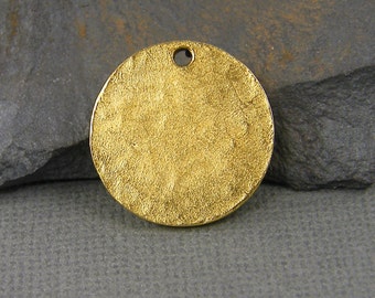 Antique Gold Stamping Blank Round Circle Tag Textured Hammered Disc Pendant Charm Layering Jewelry |NU3-5|1 XN