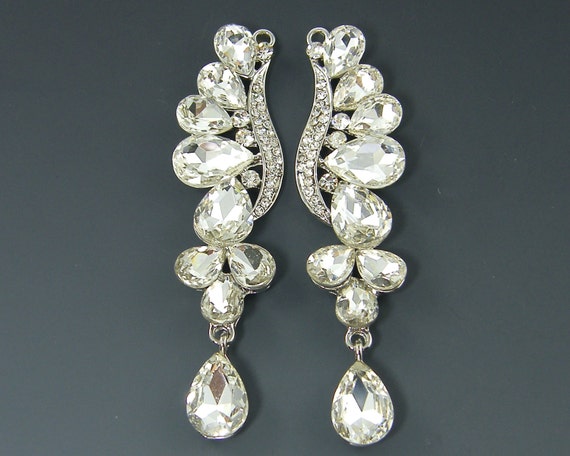 Long Undulating Ornate Water Drop Clear Rhinestone Chandelier Image 0