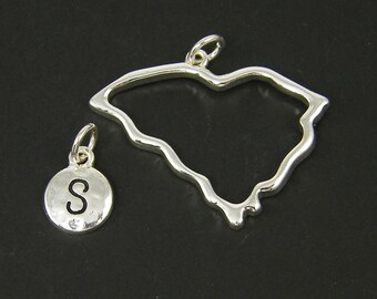 South Carolina SC State Outline on Faded Blue Cute Bracelet Pendant Charm South Carolina SC State Outline on Faded Blue Cute Bracelet Pendant Charm