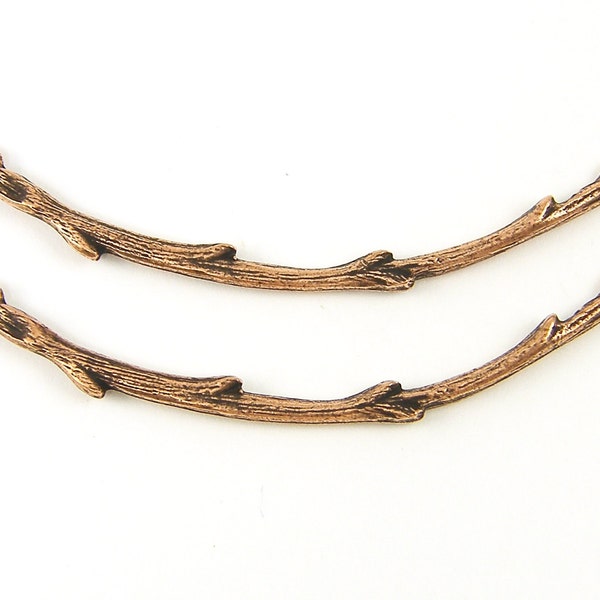 Twig Necklace Pendant Antique Copper Tree Branch Necklace Pendant Textured Metal Curved Bar Necklace Finding |NU2-7|2 XN
