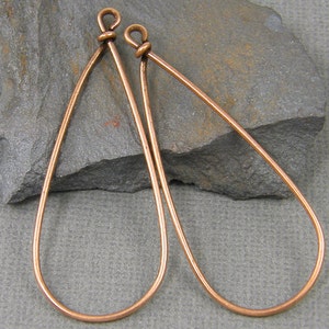 Wire Teardrop Pendant Large Antique Copper Hoop Earring Finding  Wire Frame Earring Components 16 Gauge |NU4-6|2 XN