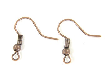 200 Pcs Antique Copper Earring Wires, Dark Copper Plated Earwire Earring French Fish Hook Finding |LG3-12|200