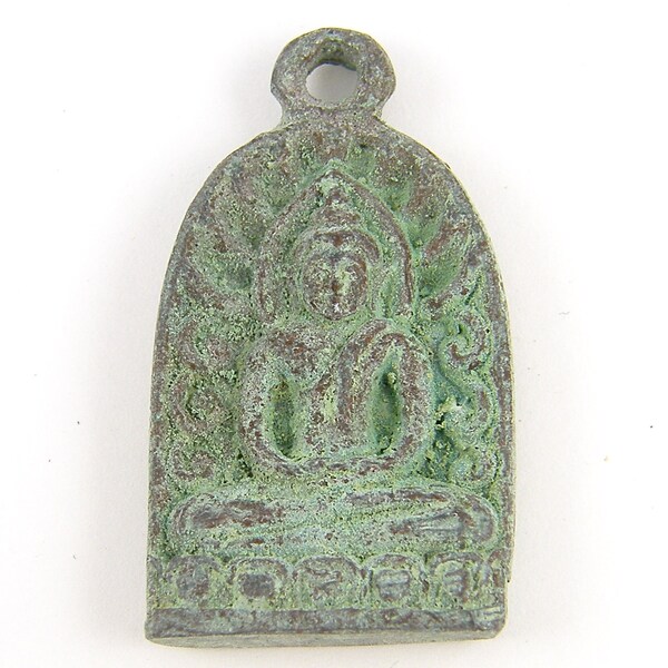 Buddha Pendant - Patina Seated Buddha Amulet Metal Verdigris Thai Pendant |BD1-11|1