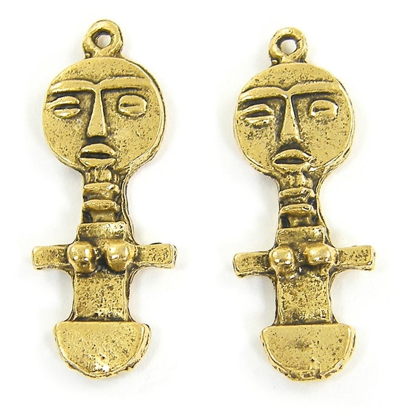 Ethnic Figure Charm, Ashanti Female Person People Gold Tribal African Pendant, Men's Women's Jewelry Supply |Q3-5|2