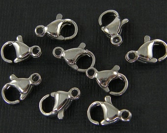 8 Pcs Steel Lobster Clasp 9mm or 11mm Stainless Steel Jewelry Clasp for Necklace |S6-16 & 17|8