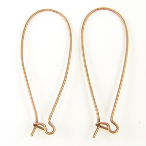Long Antique Copper Kidney Ear Wires Earring Wires Findings Earwires |NU3-17|4 or 8 Pcs XN