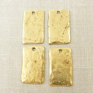 Tribal Charm, Rustic Pendant, Gold Rectangle Pendant Jewelry Supplies Q2-22 image 5