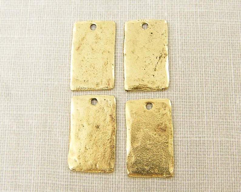 Tribal Charm, Rustic Pendant, Gold Rectangle Pendant Jewelry Supplies Q2-22 image 5