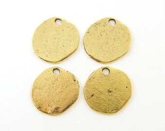 Small Hammered Round Gold Rustic Coin Tribal Charm Earring Finding Circle |Q1-11|4